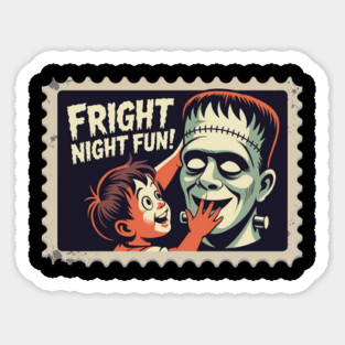 Fright Night Fun – Retro Monster Halloween Stamp Art Sticker
