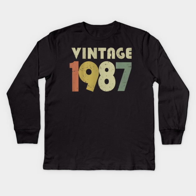Vintage 1987 Shirt - Retro Birthday Legend Gift. vintage shirt funny 1987 birthday retro apparel humor gift legend Kids Long Sleeve T-Shirt by OUTFITPAW