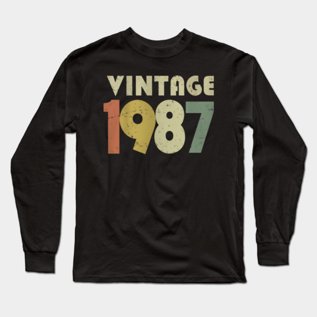 Vintage 1987 Shirt - Retro Birthday Legend Gift. vintage shirt funny 1987 birthday retro apparel humor gift legend Long Sleeve T-Shirt by OUTFITPAW