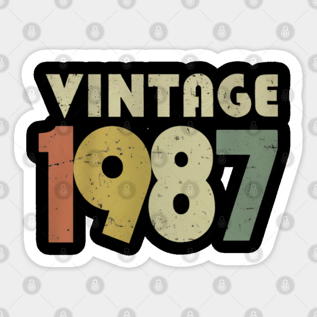 Vintage 1987 Shirt - Retro Birthday Legend Gift. vintage shirt funny 1987 birthday retro apparel humor gift legend Sticker by OUTFITPAW
