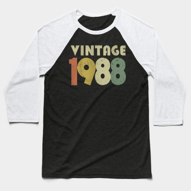 Vintage 1988 Tee - Sarcastic 80s Birthday Design. vintage shirt funny 1988 birthday retro apparel humor gift eighties Baseball T-Shirt by OUTFITPAW