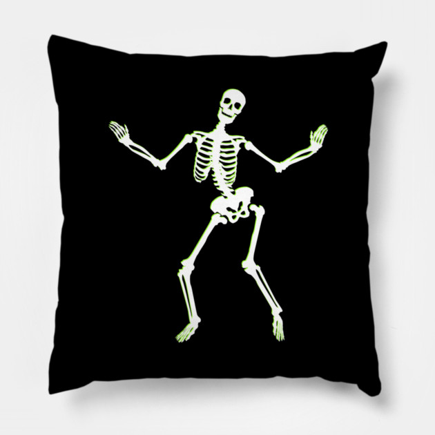 Neon Groove – Funky Dancing Halloween Skeleton Pillow by Butter Creative