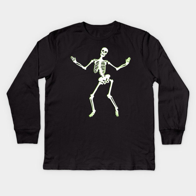 Neon Groove – Funky Dancing Halloween Skeleton Kids Long Sleeve T-Shirt by Butter Creative