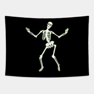 Neon Groove – Funky Dancing Halloween Skeleton Tapestry