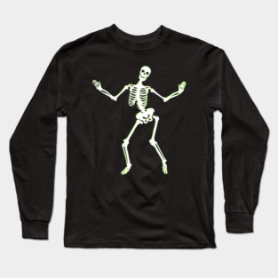 Neon Groove – Funky Dancing Halloween Skeleton Long Sleeve T-Shirt