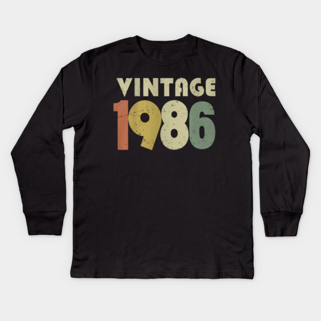 Vintage 1986 Tee - Awesome Birthday Mixtape Design - vintage shirt funny 1986 birthday retro apparel humor gift eighties Kids Long Sleeve T-Shirt by OUTFITPAW