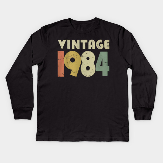 Vintage 1984 Tee - Orwellian Birthday Humor Gift - vintage shirt funny 1984 birthday retro apparel humor gift eighties Kids Long Sleeve T-Shirt by OUTFITPAW