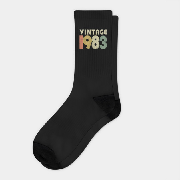 Vintage 1983 Tee - Perfectly Aged Birthday Gift - vintage shirt funny 1983 birthday retro apparel humor gift eighties Socks by OUTFITPAW