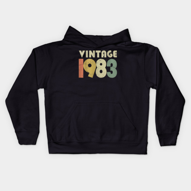 Vintage 1983 Tee - Perfectly Aged Birthday Gift - vintage shirt funny 1983 birthday retro apparel humor gift eighties Kids Hoodie by OUTFITPAW