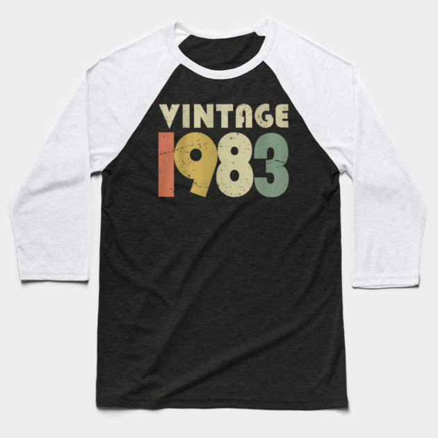 Vintage 1983 Tee - Perfectly Aged Birthday Gift - vintage shirt funny 1983 birthday retro apparel humor gift eighties Baseball T-Shirt by OUTFITPAW