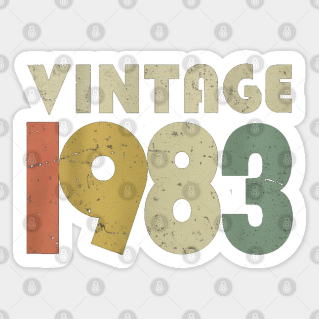 Vintage 1983 Tee - Perfectly Aged Birthday Gift - vintage shirt funny 1983 birthday retro apparel humor gift eighties Sticker by OUTFITPAW