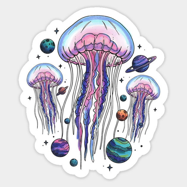 Jelly Fish Cosmic Balancing Sticker by Designed By Marty