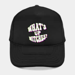 What’s Up Witches? Funny Neon Halloween Wordplay Hat