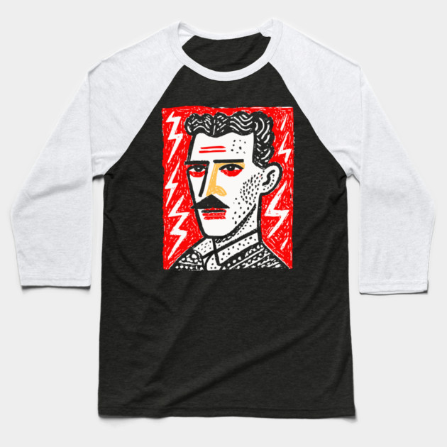 Nikola Tesla Baseball T-Shirt by TuncGK