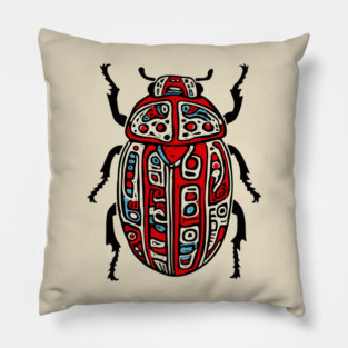 Scarab Beetle - Egyptian Art Pillow