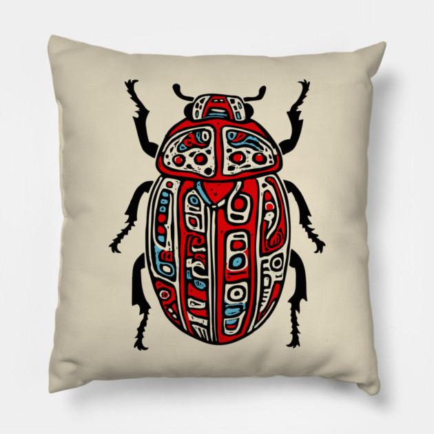 Scarab Beetle - Egyptian Art Pillow by TuncGK