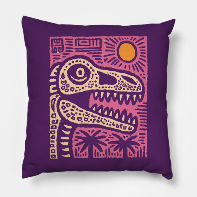 T-Rex - Pop Art Dinosaur Pillow by TuncGK