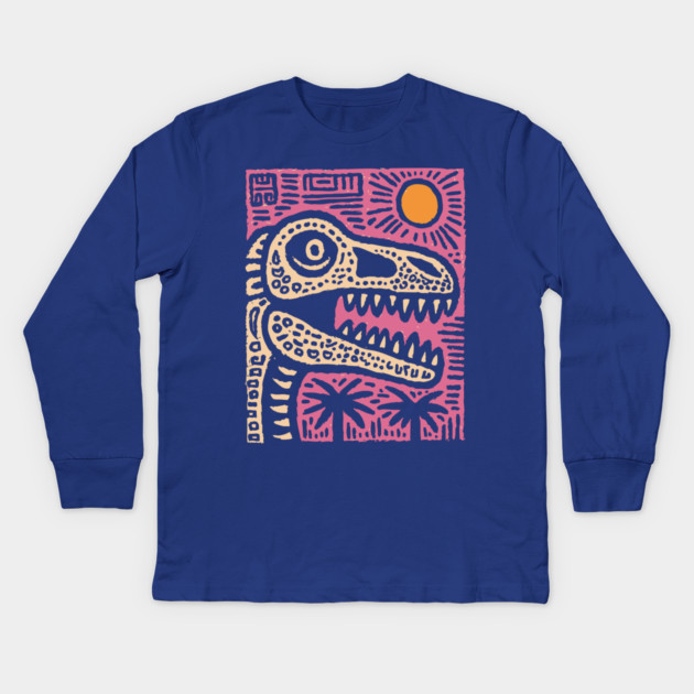 T-Rex - Pop Art Dinosaur Kids Long Sleeve T-Shirt by TuncGK