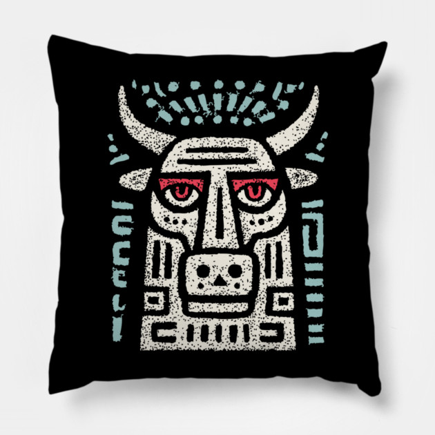 Minotaur of the Labyrinth | Greek Mythology Linocut Pillow by TuncGK