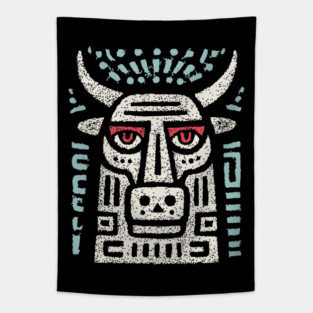 Minotaur of the Labyrinth | Greek Mythology Linocut Tapestry