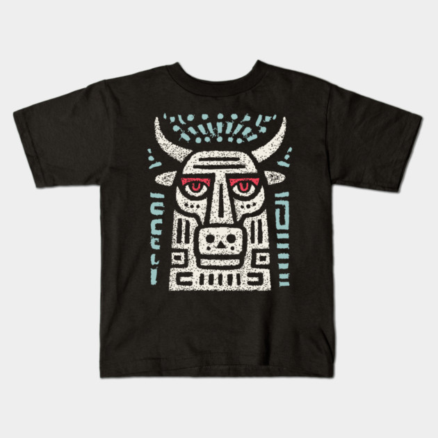 Minotaur of the Labyrinth | Greek Mythology Linocut Kids T-Shirt by TuncGK