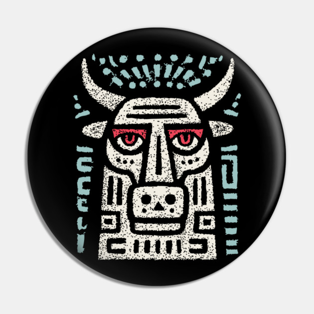 Minotaur of the Labyrinth | Greek Mythology Linocut Pin by TuncGK