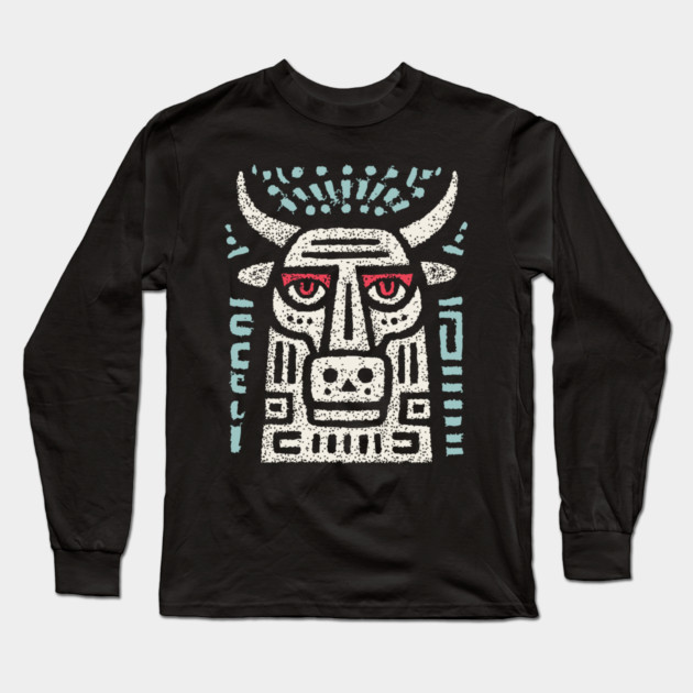 Minotaur of the Labyrinth | Greek Mythology Linocut Long Sleeve T-Shirt by TuncGK