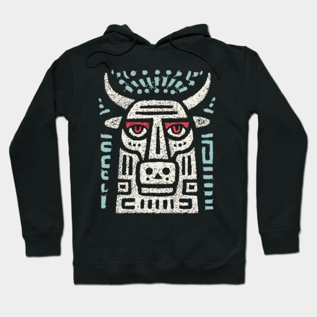 Minotaur of the Labyrinth | Greek Mythology Linocut Hoodie by TuncGK