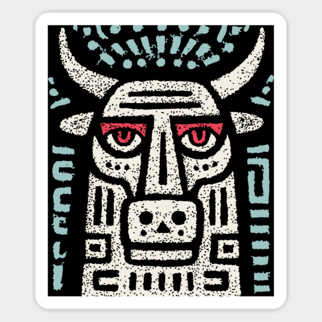Minotaur of the Labyrinth | Greek Mythology Linocut Magnet by TuncGK