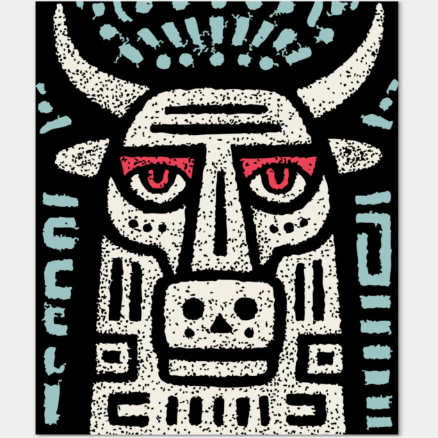 Minotaur of the Labyrinth | Greek Mythology Linocut Wall Art by TuncGK