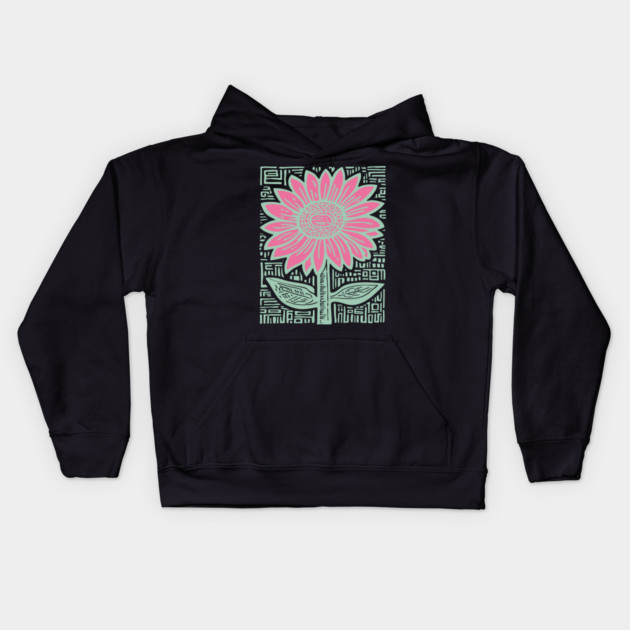 Groovy Sunflower Kids Hoodie by TuncGK