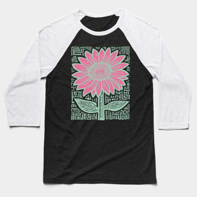Groovy Sunflower Baseball T-Shirt by TuncGK