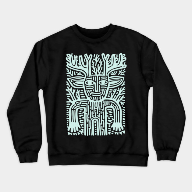 Leshy Slavic Forest Spirit | Mythology Woodcut Art Crewneck Sweatshirt by TuncGK