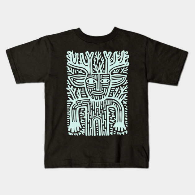 Leshy Slavic Forest Spirit | Mythology Woodcut Art Kids T-Shirt by TuncGK
