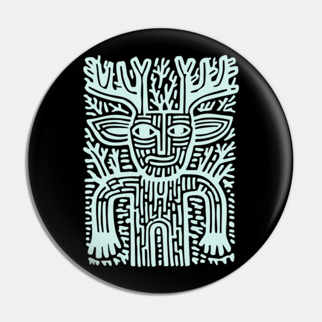 Leshy Slavic Forest Spirit | Mythology Woodcut Art Pin by TuncGK