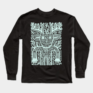 Leshy Slavic Forest Spirit | Mythology Woodcut Art Long Sleeve T-Shirt