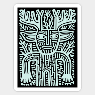 Leshy Slavic Forest Spirit | Mythology Woodcut Art Magnet