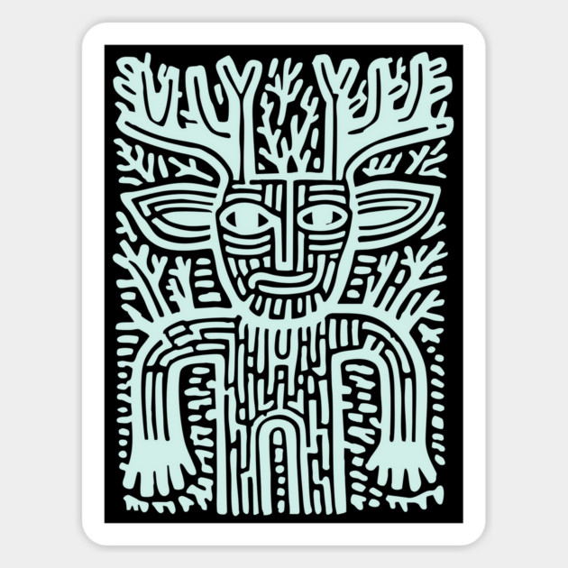 Leshy Slavic Forest Spirit | Mythology Woodcut Art Magnet by TuncGK