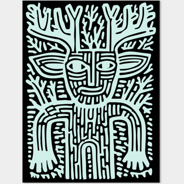 Leshy Slavic Forest Spirit | Mythology Woodcut Art Wall Art by TuncGK