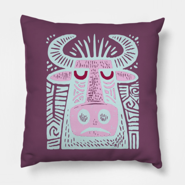 Taurus Bull - Zodiac Art Pillow by TuncGK