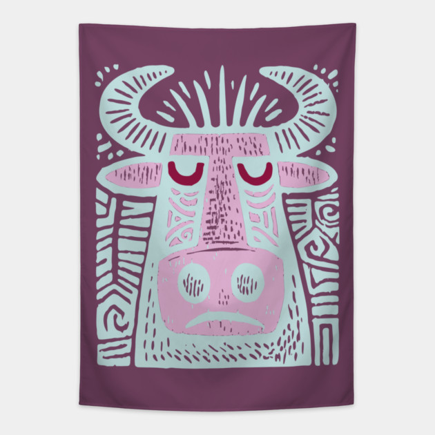 Taurus Bull - Zodiac Art Tapestry by TuncGK