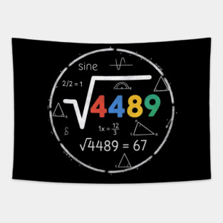 Six Seven Slang | 67 Meme | Square Root 4489 Chalkboard Math Humor Tapestry