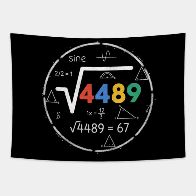 Six Seven Slang | 67 Meme | Square Root 4489 Chalkboard Math Humor Tapestry by ArtistTee ⭐⭐⭐⭐⭐