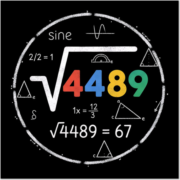 Six Seven Slang | 67 Meme | Square Root 4489 Chalkboard Math Humor Wall Art by ArtistTee ⭐⭐⭐⭐⭐