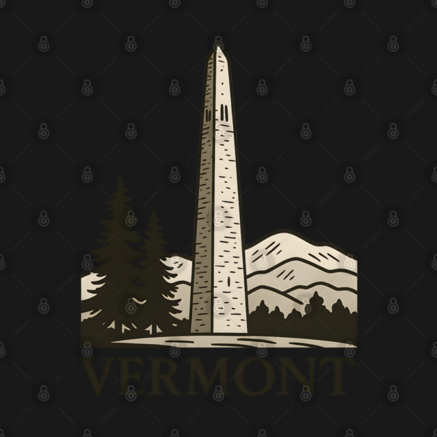Bennington Monument Vermont Landmark Design with Rustic Mountains and Pines by WarFX Designs