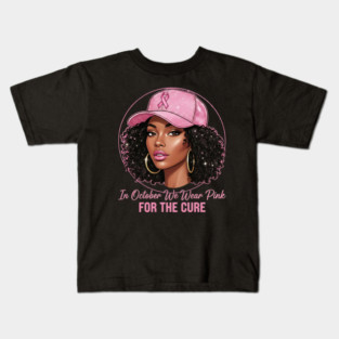 Melanin Beauty in Pink – October Breast Cancer Awareness Kids T-Shirt
