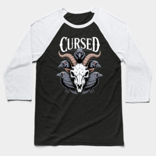 Cursed – Goat Skull Raven Gothic Horror Design Baseball T-Shirt