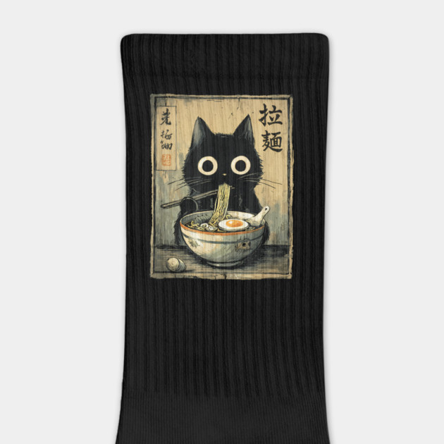 Kawaii Ramen Cat Retro Japanese Noodles Artwork by ThatHorrorBozo