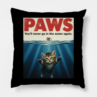 Paws Funny Cat Lover Gift Kitten Mouse Meow Meme T-Shirt Pillow