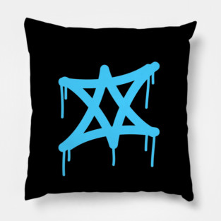 Israel flag david star graffiti tag style dripping tag iconic Pillow